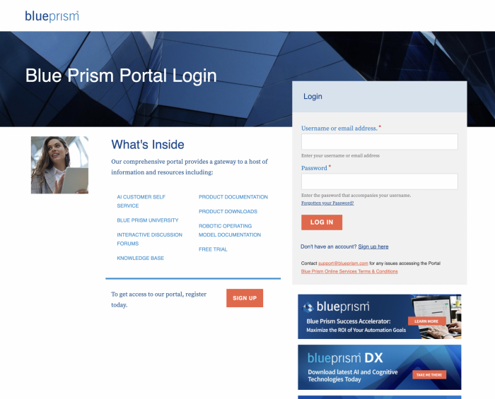 Customer Support Portal for Blue Prism